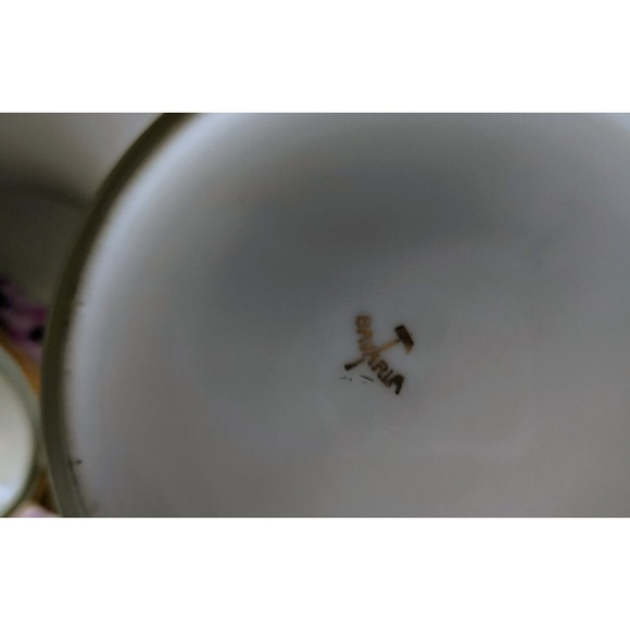 BAVARIA HAND PAINTED ROSE FLORAL & GOLD ART DECO CREAMER & SUGAR - Picture 6 of 7